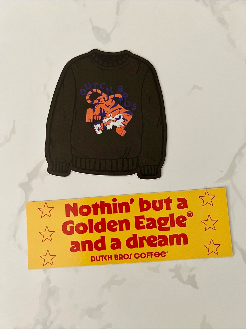 Dutch Bros Sticker Bundle - Golden Eagle & Rare Tiger Sweater Stickers